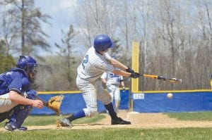 Photos compliments of PolarLeague.com Taylor Baham swings at a pitch in the game versus the Esko Eskimos on Thursday, May 7. The Vikings lost to Esko, but went on to face the Floodwood Polar Bears less than an hour later. The Vikes beat Floodwood, 15-1.