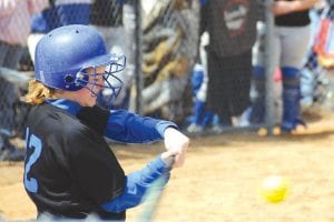 Photo by Bruce Johnson CeCe Schnobrich at bat for the Cook County Viking Softball team. The Vikings had a tough week, losing three games, but the girls finished strong with a ten-run win over Babbitt on Monday, May 11.