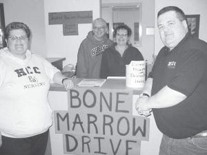 Photo courtesy of Student Nurses Association At the Bone Marrow Drive on May 5, the Grand Marais cohort of the Student Nursing Association from Hibbing raised over $700 for donation to the swab processing, and added over 20 people to the registry. Local volunteers were delighted with the success of the drive. (L-R) Ann Dawson, Amy James, Donna Lunke, and Robert McGregor. (Not pictured, Sherry Lashinski).