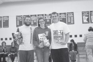 Numerous awards were presented to Cook County's athlete scholars, including the CCHS Senior Athlete of the Year award. The award is given each year to a female and male athlete. Recipients this year are Katy Borud and in a tie—Miles Drake (left) and Sammy Warren.