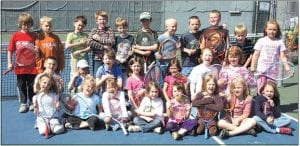 Spring USTA Jr. Team Tennis - Quick Start 8 & Under Division: (L-R, back) Josh Prom, Ethan Sporn, Will Ramberg, Leif Anderson, Cameron Roy, Seth Kemp, Connor Somnis, Skyler Wilson, Jayden Grivette, Dillon Sjogren and Reilly Wahlers. (L-R, middle) Chase Gwash, Adam Dorr, Vaughn Swindlehurst, Hazel Kemp, Louise Ramberg, Halle Lamb, and Chloe Blackburn. (L-R, front) Shelby Sjogren, Hazel Oberholtzer, Malin Anderson, Olivia Works, Molly LaVigne, Abbey Stoddard, Sophie Eliasen and Claire LaVigne. (Not pictured: Levi Sheils, Lucas Sheils, and Tristen Bockovich).