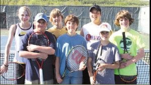 Spring USTA Jr. Team Tennis - Stripes Division: (L-R, back row) Molly Zafft, Collin Berglund, Justin Goldstein and Daniel Ahrendt (L-R, front) Jamie Wick, Sean MacDonell and Pete Summers. Missing from the picture was David Bergstrom.