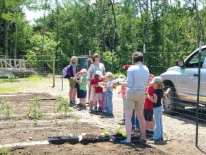 Left: The Cooperation Station Explorers' Club is one of five groups growing vegetables in the new community garden at WTIP.