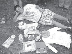 Above: More of the 3D poetry. Justin Goldstein models the t-shirt on which he wrote his poem.