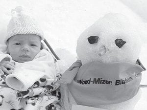 Berendt Archer Atkinson (Bear) born at 8:10 a.m. via c-secton one month early on April 10, 2009 to Niel and Jenny Atkinson of Clearwater Lake. He was 19 ½ inches long and 6 pounds 2 ounces. On May 5, Bear Atkinson built his first snowman on Clearwater Lake after a long day of wood splitting!