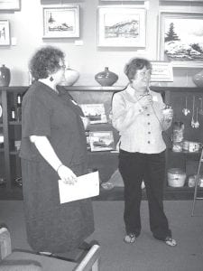 Above Left: Becky Byers Strand (left) of the Duluth Superior Area Community Foundation recognized Sue Riley for her matching challenge donation of $10,000 that brought the Cook County Community Fund endowment from $80,000 to its 2008 year-end goal of $100,000.