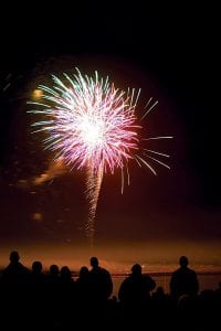 A large crowd turned out to enjoy fireworks on the Grand Marais harbor on Saturday, July 4.