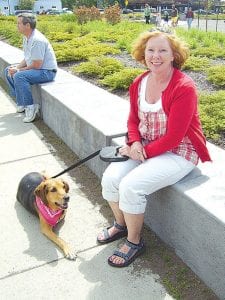 Above Left: Eloise Dietz of St. Paul taking a break with her dog Buddy. Above Right: 