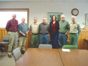 Members of the Banadad Trail Association met with Forest Service officials regarding maintenance of the Banadad Trail. (L-R) Pete Harris, Ted Young, Steve Schug, USFS, Jim Morisson, Barb Bottger, John Bottger, Dennis Neitzke.