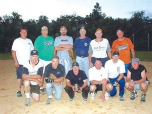 Top: The Old Timers began playing the Cook County Viking girls' softball team three years ago and the record is Old Timers 2, Vikings, 1. The winning 2008 team was (L-R, front) Dick Dorr, Bill Bockovich, Bob Spry, Mike Ryden, Steve Precord, George Maruska. (L-R, back) Stan Bautch, Steve Wick, Mike Christianson, Roger Hanson, Dale Bockovich, Pete Sorren.