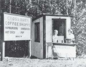 Photo courtesy of Cross River Heritage Center In this picture, Nancy Gunderson Lindquist and Sandy Smith Solmonson were 11 and 12 years old, respectively. They are standing in front of the first Cross River Coffee Shoppe on August 23, 1946. All grown up now, they, along with childhood friends, Shirley Smith Pecore and Sharon (Pete) Smith Ankrum will tell stories of the Coffee Shoppe and growing up in Schroeder at 1: 30 p.m. on August 8 at the Cross River Heritage Center in Schroeder as a part of the celebration of the legacy of the pioneer Smith Family in Schroeder.