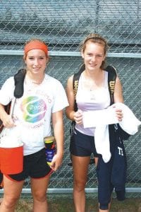 Jr. Tennis Tournament - Girls' 16 Singles Runner-up Allison Malmsten, Eden Prairie, MN (left) and Champion Jordee Matson, Neebing, ON.