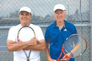 The 2009 Fisherman's Picnic Tennis Tournament - Men's 50 Doubles Champions are Scott Bergstrom and John Muus, of Grand Marais.