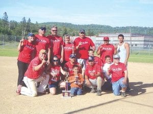 Photo by Mary Ann Gagnon Rendezvous Days in Grand Portage includes friendly competition on the Softball field. Winning the Rendezvous Days Tournament was Big Red Army. Finishing second was The Neighborhood and Ryden Bautch came in third. The Neighborhood also won the event's Good Sportsmanship Award. Above: The Big Red Army, winners of the Rendezvous Days Tournament. (L-R, back) Hilja Anderson, Charles Christiansen, Mike Christiansen, Debbie Bakke, Steve Wick, Jeremy Londo, Mike Chelton. (L-R, front) Jason Donek, Carly Puch, Robbie Bellanger, Jamie Wick, Jerrell Londo, Jeremy Londo Jr., Joe Deschampe, Tyler Wick.