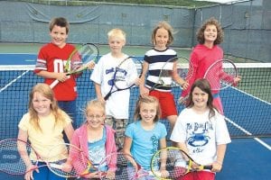 Bottom: 2009 National Junior Tennis League of Cook County -  Quick Start 10 & Under: (L-R, front) Jordan DeWester, Hannah Toftey, Sarah Toftey, and Julia Larsen. (L-R, back) Cedric Rock, Caleb Phillips, Alyssa Martinson, Marin Hay. (Not pictured: Isak Terrill).