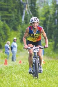 Jan Guenther of Mound, MN was all smiles in the women's 18-mile race.