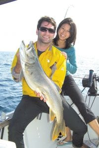 Photo by Darren Peck Mark Weiler and Karis Thompson of Fargo, North Dakota caught and released this big 16 pound 2 ounce lake trout. They released the 36