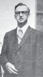 Richard Base pictured in front of the News-Herald office June 1, 1971, shortly after the formal transfer of keys took place. Mr. Base’s first issue was Vol. 81, No. 1.