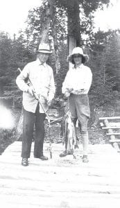 Photo courtesy of the family Billie Petersen with a Tait Lake Lodge hunting customer.