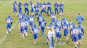 Photo by Bruce Johnson ~ BruceJohnsonPhoto.com The Cook County Vikings starters are introduced as they take the field. The Vikings had a tough game against Mesabi East on Friday, September 25.