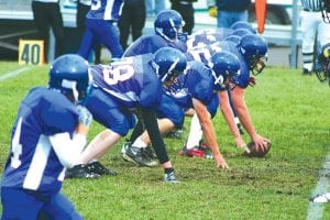 File photo/Laurie Johnson The Vikings offensive line responded enthusiastically to the return of senior Kipp Sande in the Friday, October 9 game against the Bombers at Barnum. The Vikings had their best game of the season, dropping a hard-fought 30-26 decision.