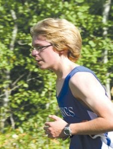 Ben Seaton won the junior high race at the Proctor meet on Tuesday, October 20, with a strong sprint at the finish.