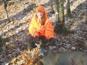 Michaela Buchheit, 15, of Grand Marais, got this nice nine-point buck on Sunday morning, November 15, hunting with her dad, Jon Buchheit. The buck was 170 pounds. It is Michaela’s first deer.