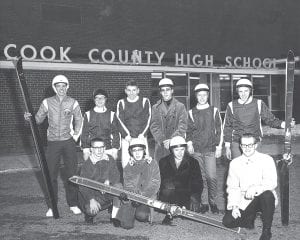 Julie Carlson of Joynes Ben Franklin in Grand Marais found this photo of the Viking Alpine Ski team at the store. It is believed to have been from 1962. With the photo was the announcement of the district and state meets coming up in February at Mont Du Lac, Duluth. In the photo is (L-R, kneeling) David Seglem, Dean Hansen, George Humphrey, and Coach Milford Humphrey Jr. (L-R, standing) Barney Peet, Terry Cathcart, Jim Toftey, Ray Hansen, John Quaife, Larry Johnson.