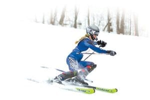 Junior Viking Alpine skier Molly Rider, team captain, finished second overall at the first race of the year at Mount Du Lac.