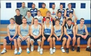 Photo by Mitch Dorr Past and present Cook County Viking basketball players scrimmaged together recently. (L-R, front) Alex Senty, James Groth, Brock Hommerding, David Bergstrom, Kale Boomer, Will Petty, Mike Austin. (L-R, middle) Dylan Quaife, Jonny Jacobsen, Jordan Lack, Sterling Anderson, Justin Goldstein, Mike Sjogren. (L-R, back) Colly Norman, Miles Drake, Brandon Donek, Andy Cochrane, Taylor Baham, Sammy Warren.