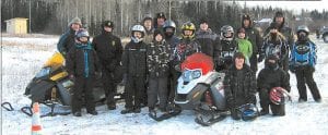 The Minnesota Department of Natural Resources (DNR) Snowmobile Safety Class was held during November and December with field-testing on Saturday, December 12. Top: Volunteer instructors Kim Linnell (left) and Eric Nelms explain the driving course to students. Above: Nineteen students completed snowmobile safety training. Some of them are pictured above (not in order). Trace McQuatters, Leo Johnson, Jack Wieben, Jordyn Deschampe, Dylan Deschampe, Casey Deschampe, Zackary Anderson, Andrew Farley, Hunter Farley, Isaac Twiest, Zachary Buchheit, Cassidy Gecas, Raynee Wolke, Nick Wiegele, Andrew Lashinski, Owen Hoglund, Anika Schwarz, Frankie Miller, Dylan Works, Shauna Blake.