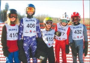 Photos courtesy of the team The Junior Ski Team season is off to a great start! Left: Team Lutsen’s 10-11 boys pose for a photo. (L-R) Erik Lawler, Will Lamb, Ezra Lunde, Logan Backstrom and Damian Zimmer.