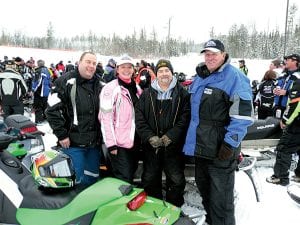 The riders at Fortune Bay Resort on Lake Vermilion. (L-R) Tom Bernier, Kathy Bernier, Chuck Silence, Ron “Carbine” Carlson.