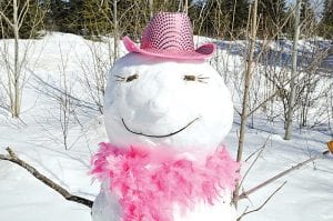 Even snow-women think pink during the Mush for a Cure event!