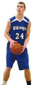 The Viking boys suffered back-to-back losses last week. Although baskets by Brock Hommerding, Colin Everson, and Mike Austin (pictured on the free throw line) put the Vikings ahead of the Wrens, the Vikings were not able to hold the lead.