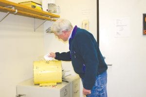 Paul Nelson of Lutsen casts his vote at the Lutsen Town Hall on March 9.