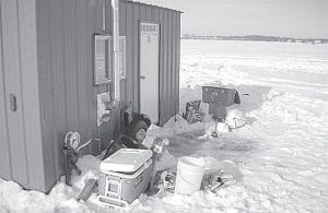 The Minnesota DNR asks ice fishermen to clean up their ice shack areas.  Photo courtesy of DNR