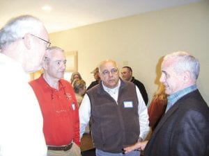 At a gathering at East Bay Suites on March 23, 2010 (l-r) Howard Hedstrom, Bruce Kerfoot, Mark Sandbo and Mark Dayton discuss hot-button topics.