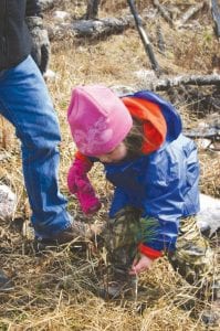 At the 2009 Gunflint Green Up, little Sydney Plumb of White Bear Lake, returned for her second year of planting trees.