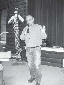 An informational dinner meeting was held at the Grand Portage log community building on Wednesday, March 24. About 75 people turned out to talk about a new community cultural center/museum in Grand Portage. Approximately 40 people completed a survey asking about general preferences regarding building size, shape, and design. Left: Facilitating the community meeting was Tribal Historic Preservation OfficerVicki Raske and Assistant Bob Swanson (pictured). Below: Attendees learned about museum development from Museum Consultant Christina Breault (pictured below) and Sam Olbeksen (White Earth).