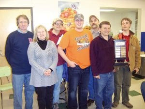 Cook County High School athletic teams were the big winners at the Saturday, March 27 trivia contest. The event brought in about $600. Finishing first was “Triple Play.” (L-R) Arleigh Jorgenson, Joanie Leonard, Brian Larsen, T.J. Super, Steve Persons, Larry Dean and Gus Persons.