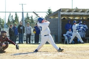 The Vikings won a closely contested game against the Two Harbors Agates at home on Friday, April 9. With two outs in the first inning, senior first baseman Darryl Hansen hit a double to score Jacob Rude.