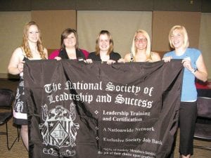 Shanel Finke, a sophomore at UM-Crookston, was inducted into the National Society of Leadership and Success on April 27. She is the Crookston publicity chair. Shanel is pictured with her fellow officers. (L-R) Finke, Brittany Novak, Ashley Williams, Katie Bowar, and Anna Ogaard.