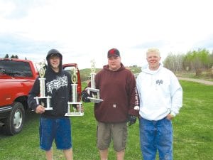 It was a great day at Brookston for Cook County racers. (L-R) Connor Smith, Lance “Boomer” Wilson, Devin Smith.