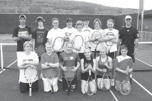 The Cook County Tennis Association courts were busy Saturday – Sunday, May 22 – 23 as 14 junior tennis players participated in the USTA Regional Competitive Training Center. The group received the latest information from the USTA’s national coaching staff. They had the opportunity to work on technique, learn strategy, develop patterns, work on fitness and conditioning, and play matches. Participants were (L-R, front) Jamie Wick, Lars Scannell, Libby Zafft, Signe Larson, Shelby Ahrendt and Pete Summers. (L-R, back) David Bergstrom, Daniel Ahrendt, Cecelia Schnobrich, Justin Goldstein, Collin Berglund, Kieran Scannell, Jordee Matson (Neebing, ON), Molly Zafft, and Pat Colbert, USTA Northern Assistant Executive Director / Director of Junior Competition.