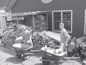 Cook County Middle School eighth graders in Dorie Carlson's and Sue Nelson's classes did spring cleaning on May 21, providing community service at a variety of locations. They worked at a variety of jobs learning the value of volunteering for others. Each student was able to choose what type of service they wished to perform—inside, outside, working with the young or elderly. Students went to Cooperation Station, the North Shore Care Center, Grand Marais Library, Cook County Museum, North House Folk School, Sawtooth Ridges Apartments, Grand Marais Apartments and Pincushion Mountain Ski and Run area. Top: Lino Rauzi (left) and Levi Axtell stacked firewood at North House. Right: Julia Romero, Larissa Goettl (behind), Shannon O’Phelan helped plant flowers at the Care Center.