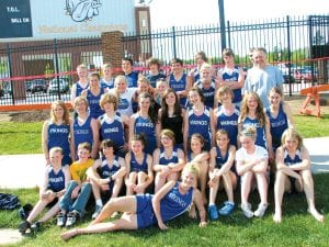 The Cook County Viking Track team learned a lot and had a great time this season. Front: Kara Ramey. L-R, seated: Lars Scannell, Roman Schnobrich, Joey Chmelik, Audrey Summers, Brittany Lilienthal-Wanttie, Emma Nalezny, Ava McMillan, Shelby Ahrendt, Cheyenne Sorlie. L-R, row 3: Katrina Axtell, Ben Seaton, Lino Rauzi, Rachel Todd, Maggie McMillan, Mara MacDonell, Collin Berglund, Rose Ingebrigtsen, Amber Todd. L-R, row 4: Michelle Weitz, Molly Rider, Anna Shield (Two Harbors), Ailee Larson, Grace Nelson, Coach Chris Hegg. L-R, back: Kieran Scannell, Peter Warren, Justin Goldstein, Daniel Ahrendt, Darrin Waha, Cy Fortunato, Sebastian Schnobrich, Bjorn Johnson.