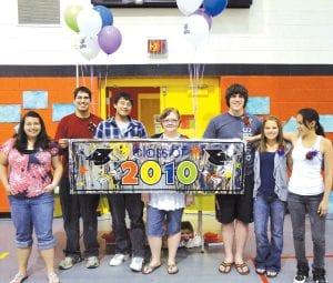 Class of 2010 graduates Taryn Logan, Sheldon Faulconer, Steven Anishinabe, Randee Folen, Shawn Hackett, Samantha Jacobsen, and Kathryn LeGarde were honored at the Johnson O’Malley Awards Banquet at the Grand Portage Community Center on Wednesday, May 26. The event, emceed by Joyce Waswa, is sponsored by the Grand Portage Reservation and recognizes all Grand Portage graduates and students.