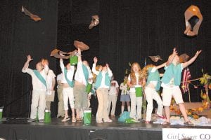 These third grade Girl Scouts moved up to the next level in true graduation tradition at the May 27 Court of Awards at the Arrowhead Center for the Arts.