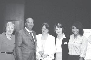 Senator Klobuchar is awarded the 2010 Highway Safety Leader Award and stands with (L-R) Jacqueline S. Gillan, vice president, Advocates for Highway and Auto Safety; William Vainisi, VP and assistant general counsel, government and Industry Relations, Allstate Insurance Company; Isabelle Hammond, Camp Fire USA; and Brianna Walker, Camp Fire USA.